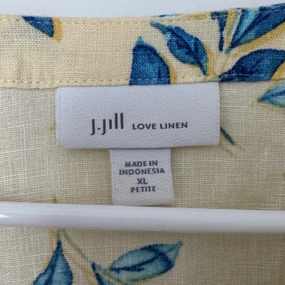 J. Jill Yellow Floral Pintuck Tunic with Blue Leaf Print - Picture 2 of 7